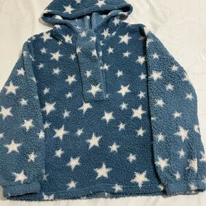 Koolaburra Blue and White Star Teddy Sherpa Jacket Women’s Size Medium